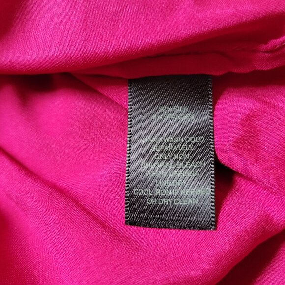 White House Black Market Womens Fuchsia Silk Blouse With Tie Neck Size 2 NWT - Picture 5 of 6